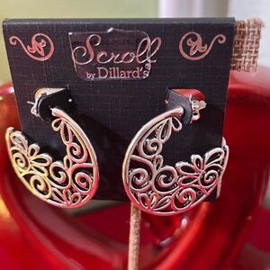 NWT Dillard’s Scroll Sterling Silver Post Earrings #J3